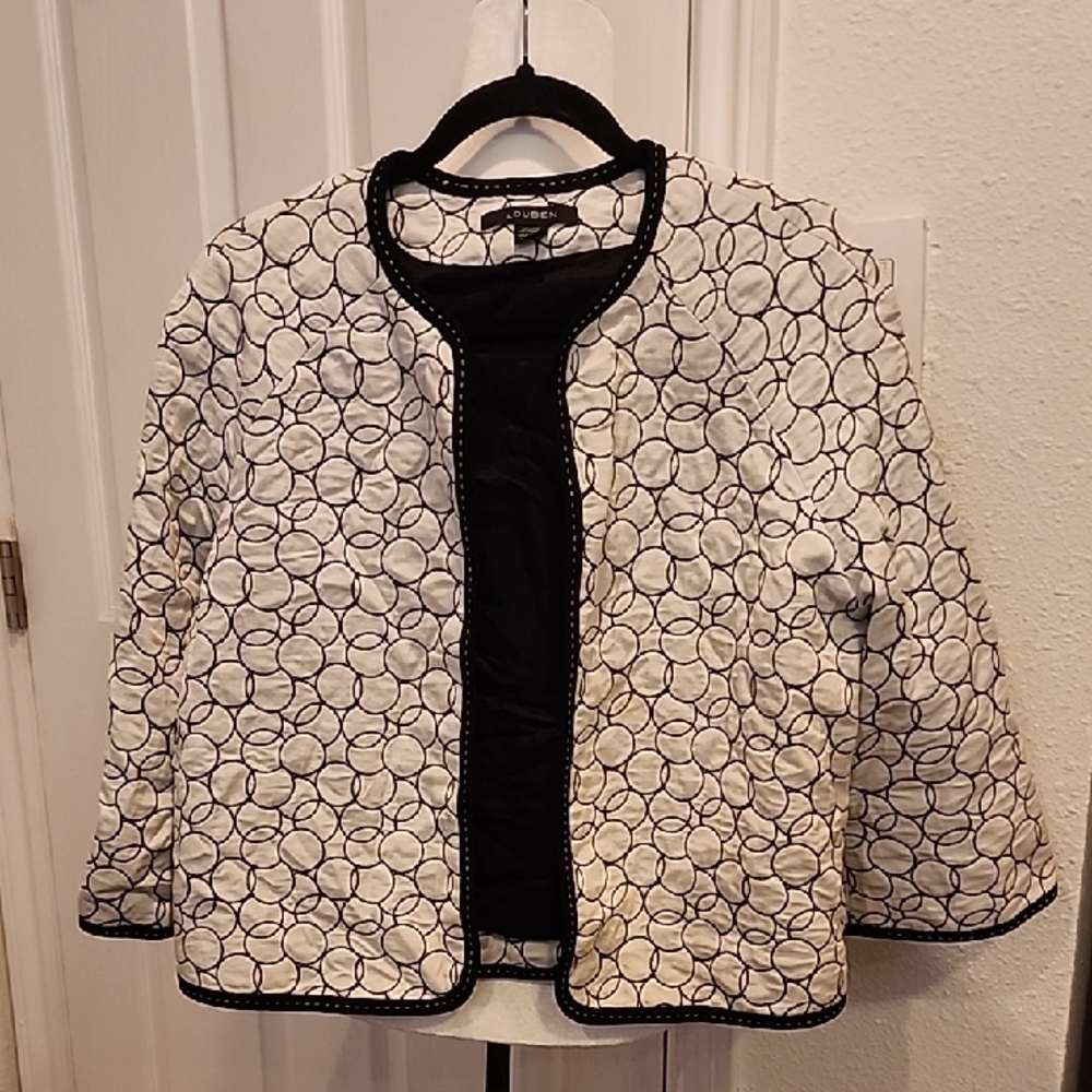 Louben Black and White Circle Pattern Blazer 8